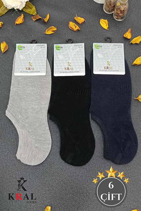 Erkek Snikers (6 ÇİFT) Pamuklu Dikişsiz Hassas Dokuma Terletmez Bambu Çorap