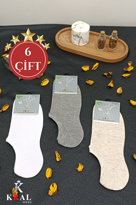 Erkek Snikers (6 ÇİFT) Bambu Dikişsiz Hassas Dokuma Terletmez Bambu Çorap