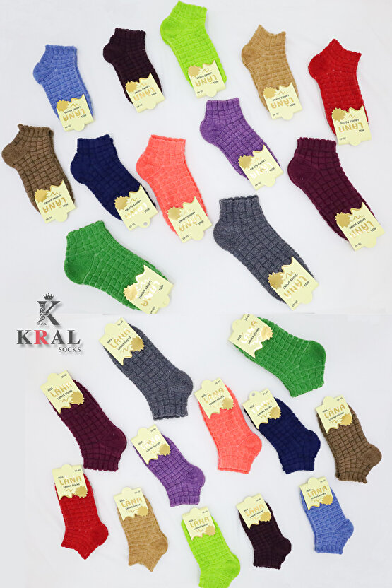 Kadın Patik Kabartma Kışlık Ters Havlu 3 Çift Karma Renk Kısa Çorap Seti