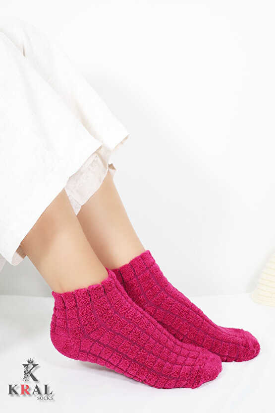 Kadın Patik Kabartma Kışlık Ters Havlu 3 Çift Karma Renk Kısa Çorap Seti