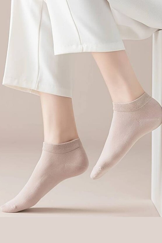 Renkli (10 ÇİFT) Likralı Pamuklu Penye Kadın Patik Çorap