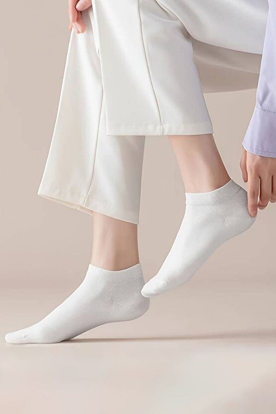 Renkli (10 ÇİFT) Likralı Pamuklu Penye Kadın Patik Çorap