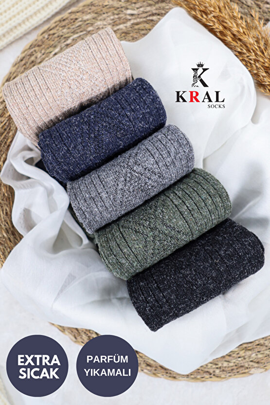 Erkek Kışlık Termal Etkili (5li Paket) Lambswool Kuzu Yünlü Çorap