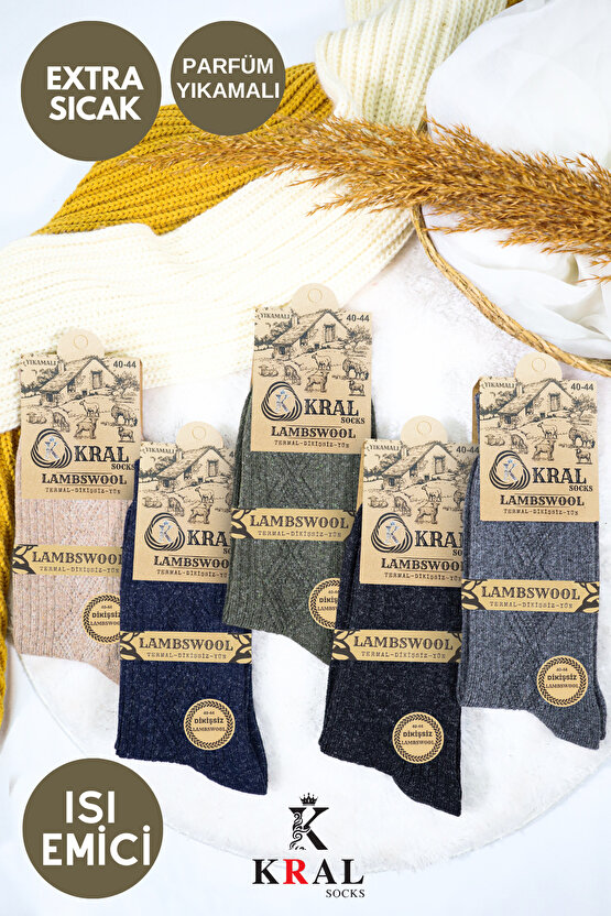 Erkek Kışlık Termal Etkili (5li Paket) Lambswool Kuzu Yünlü Çorap
