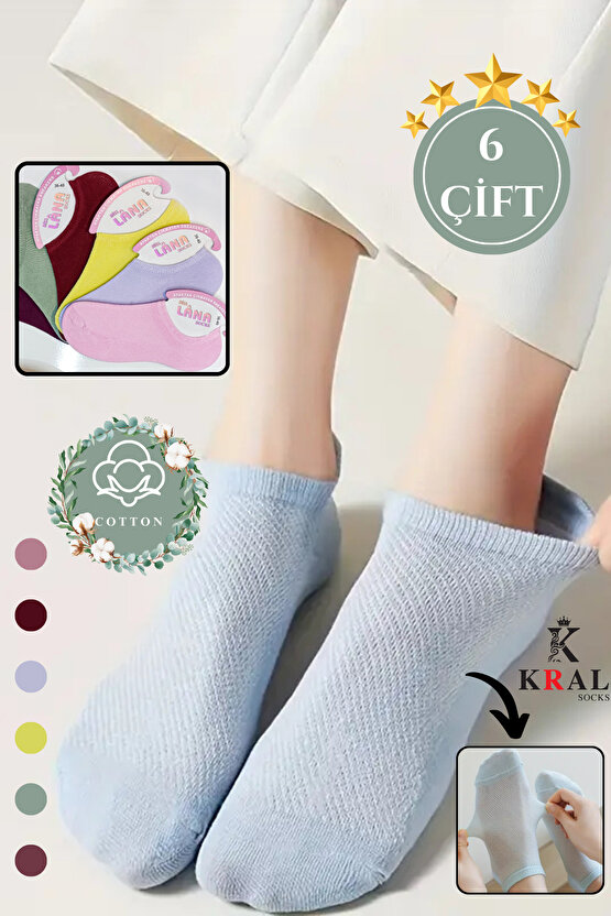 Kadın - Erkek Düz Desen (6 ÇİFT) Snikers Pamuklu (36-40 BEDEN) Terletmez Çorap