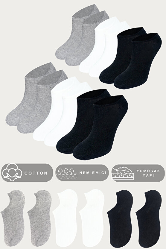 Kadın - Çorap Yeni Sezon (6 ÇİFT) Pamuklu Yazlık Terletmez Görünmez Çorap