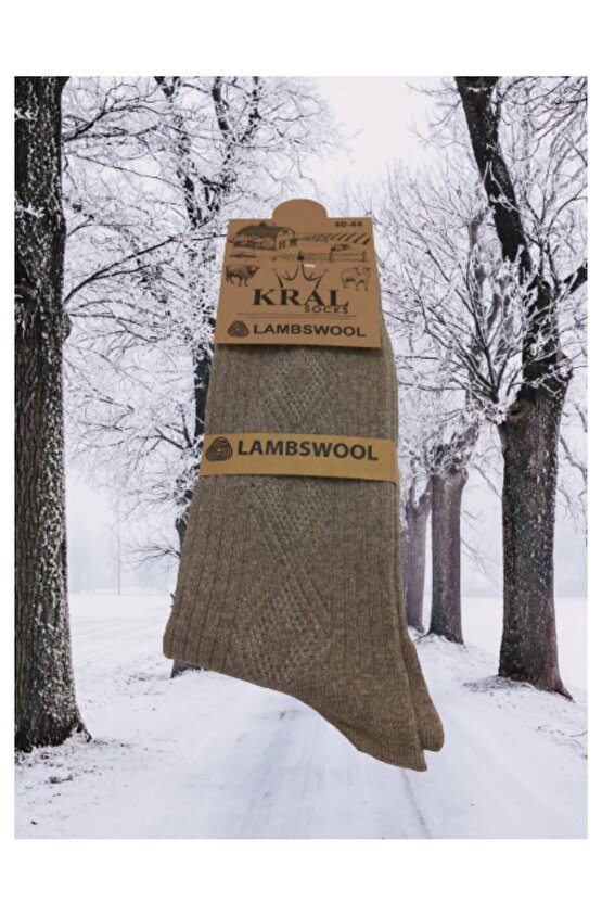 Erkek Çorabı Lambswoll (3 ADET) Termal Özellikli Kalın Uzun Çorap