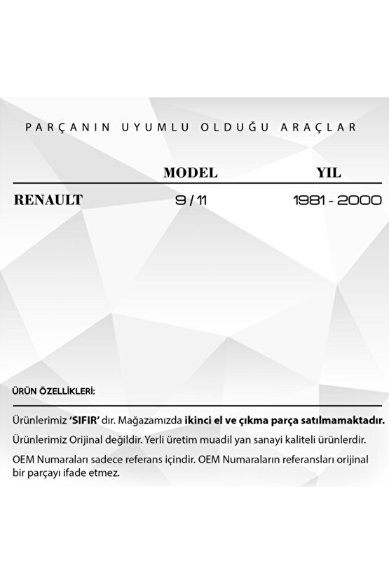 Renault R9, R11 Için Limitör Çubuk Tutucu