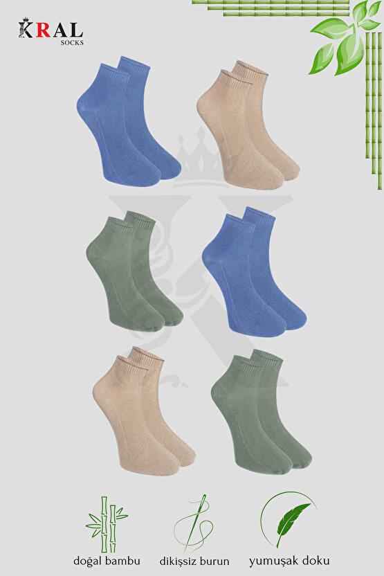 Erkek Çorap 6 Çift Her Mevsim (DİKİŞSİZ BAMBU) Kısa Patik Çorap