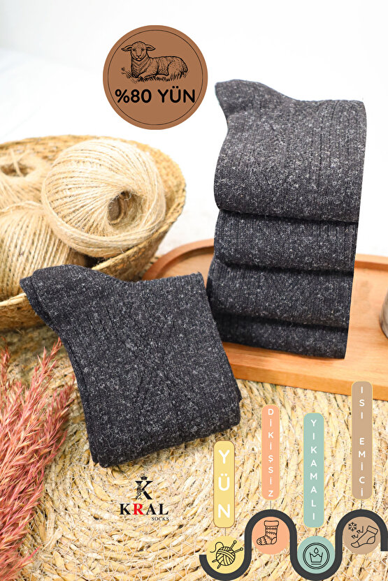 Kışlık (5 ÇİFT) Lambswool Kadınlar Için Termal Kutulu Dikişsiz Yün Çorap