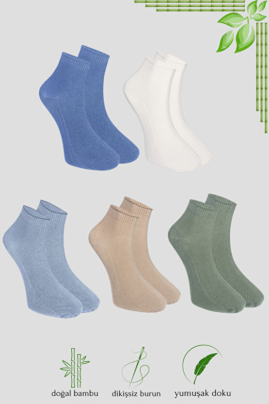 Erkek Patik Lacose Kabartma Desenli (5 ADET) Bambu Dikişsiz Parfümlü Kısa Çorap