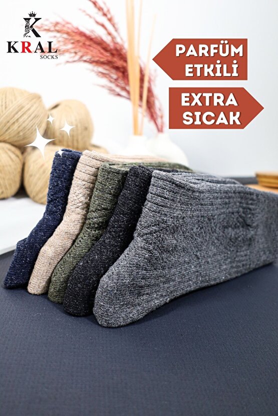 5li Kışlık Yün Lambswool Termal Etkili Dikişsiz Erkek Çorap