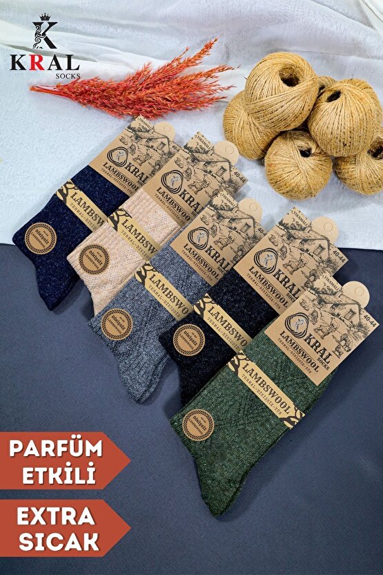5li Kışlık Yün Lambswool Termal Etkili Dikişsiz Erkek Çorap