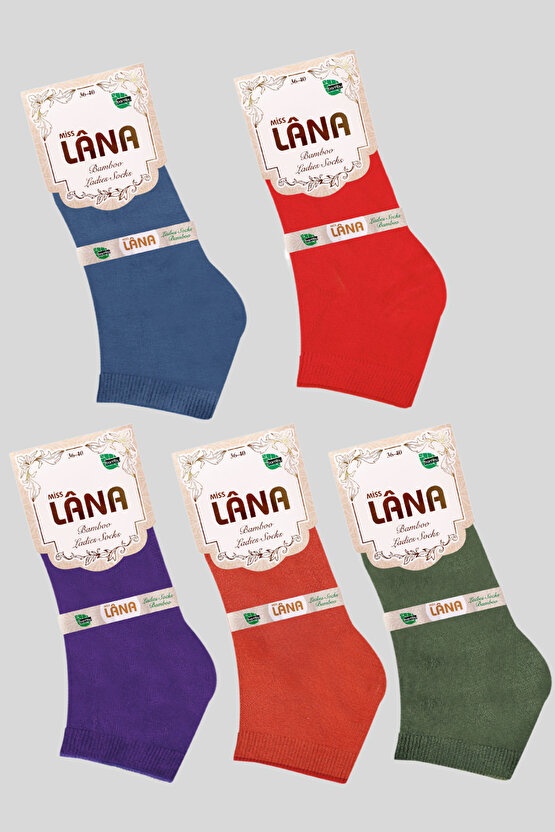 Kadın Kaliteli Bambu Patik Çorap (5 ADET) Dikişsiz Görünmez Parfümlü Kısa Model Çorap