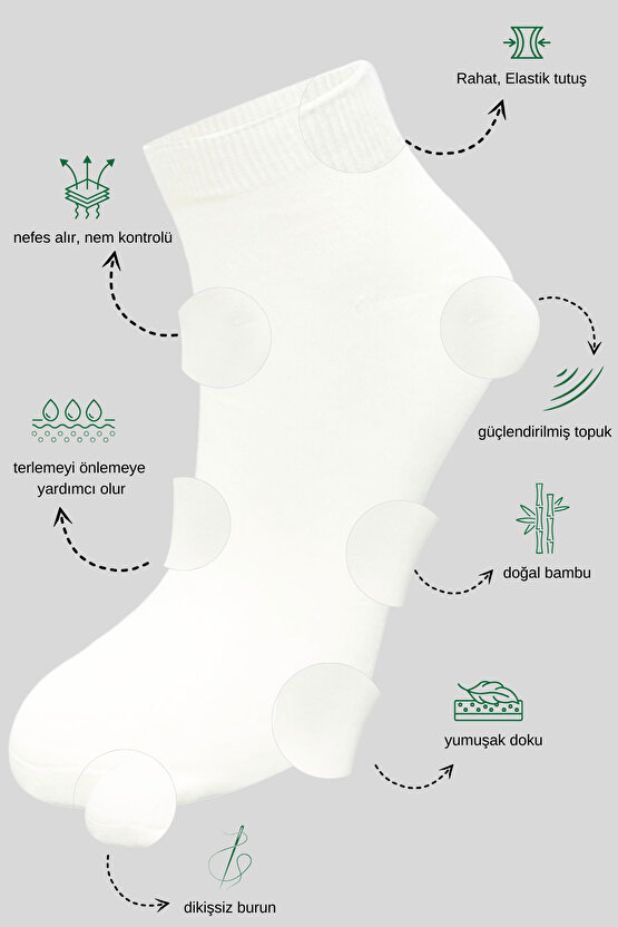 Kadın Bambu Patik Çorap (3 ADET) Görünmez Dikişsiz Parfümlü Kısa Yazlık Kadın Çorabı