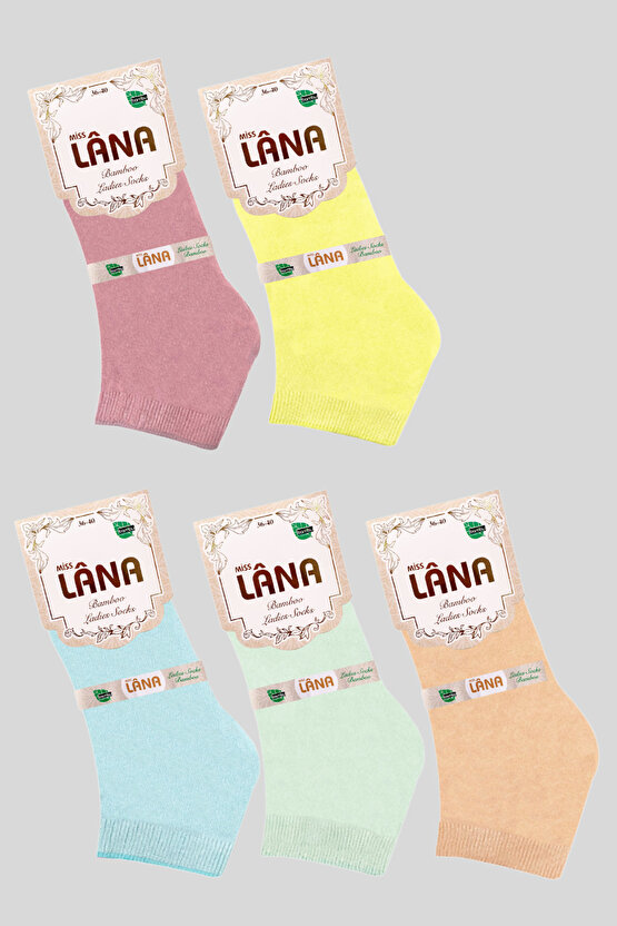 Kadın Kaliteli Bambu Patik Çorap (5 ADET) Dikişsiz Görünmez Parfümlü Kısa Model Çorap