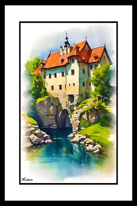 Eski Bina ve Deniz Digital Art ( ÇERÇEVESİZ - ÇERÇEVE YOKTUR ) ( ULTRA HD ) FOLYO AFİŞ - POSTER