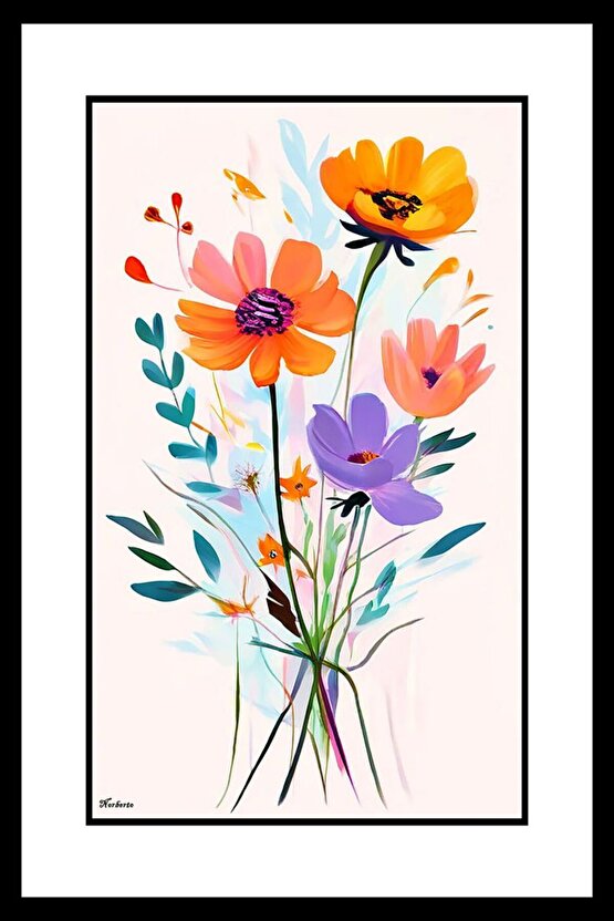 Renkli Çiçek Demeti Digital Art ( ÇERÇEVESİZ - ÇERÇEVE YOKTUR ) ( ULTRA HD ) FOLYO AFİŞ - POSTER