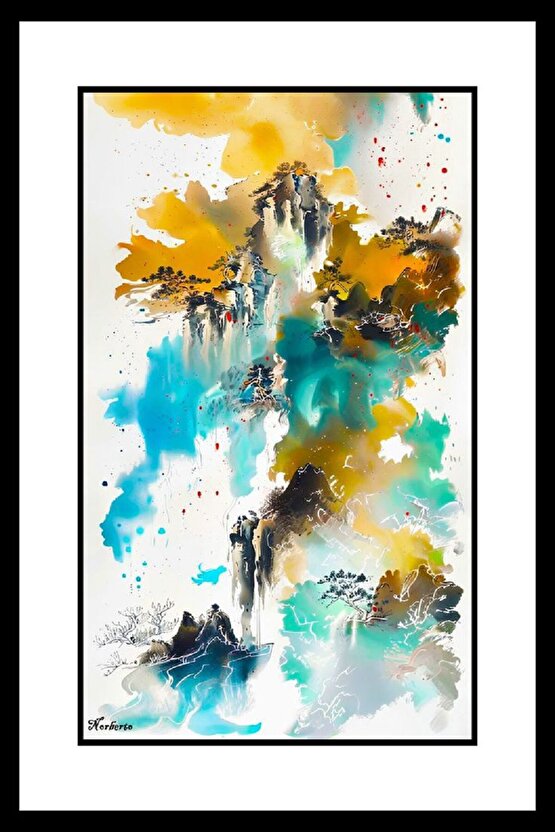 Dağ Yolu Ve Evler Digital Art ( ÇERÇEVESİZ - ÇERÇEVE YOKTUR ) ( ULTRA HD ) FOLYO AFİŞ - POSTER