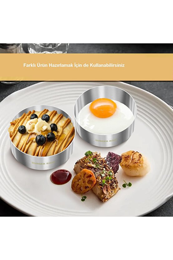 Narkalıp Yuvarlak Hamburger,Omlet Pasta Pişirme Kalıbı Çap 10cm Derinlik 3,5cm 6 Adet