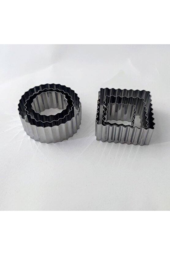 Narkalıp Paslanmaz Kare Yuvarlak Tırtıklı Kurabiye Kalıbı 6 Lı