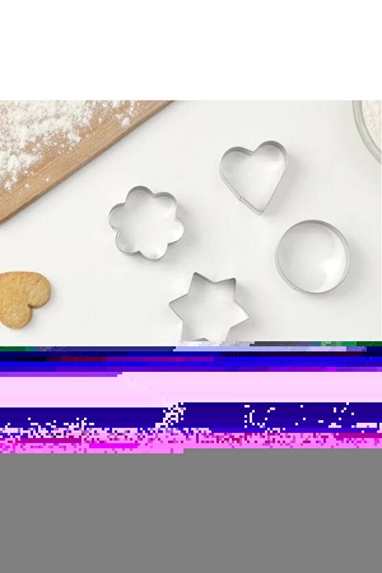 Narkalıp Kalp Yıldız Yuvarlak Çiçek Kurabiye Kalıbı 4 Lü Çap 6 Cm