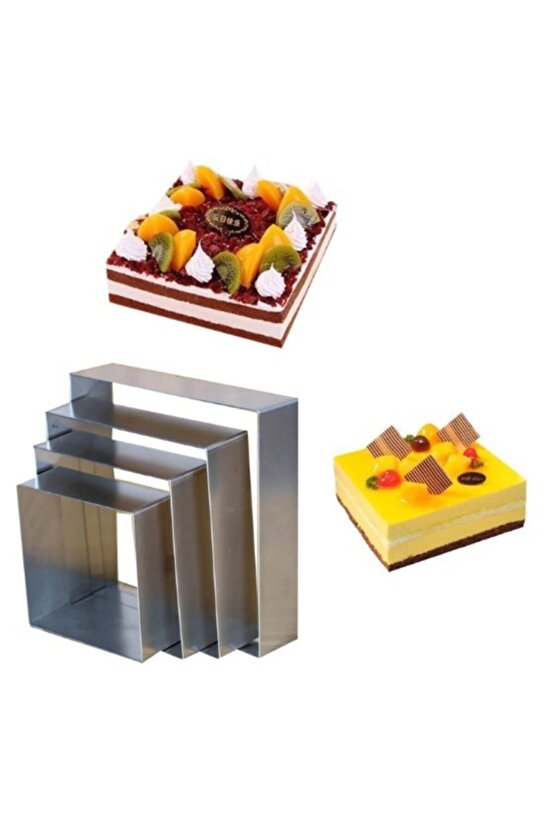 Narkalıp Kare Kek Kalıbı 4 Lü Set Derinlik 5cm
