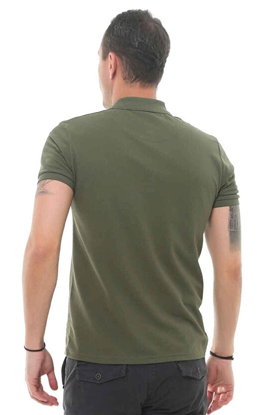 Erkek Büyük Beden Polo Yaka Çizgili T-shırt