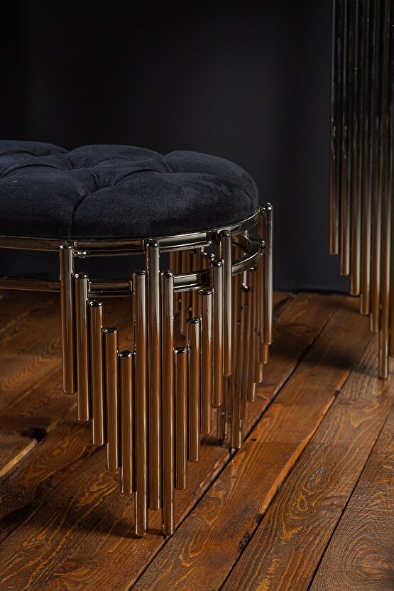 Gümüş Dresuar Puflu Ultr Lak Kaplama Dresuar Puflu