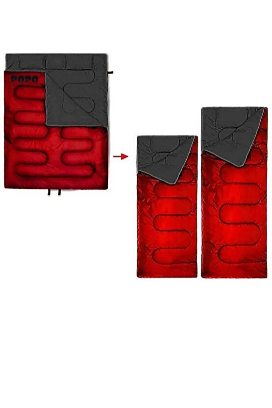 Poppo Çift Kişilik Uyku Tulumu Haki-gri