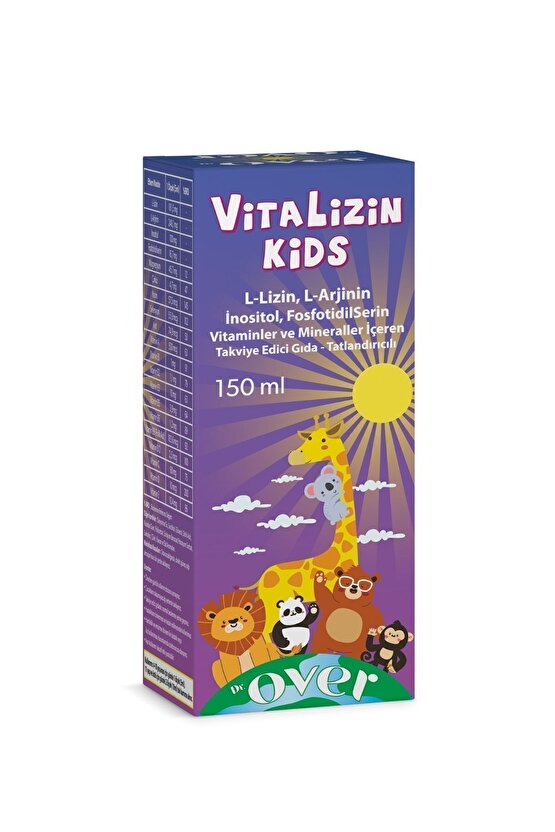 Vitalizin Kids L-lizin, L-arjinin, Inositol, Fosfotidilserin, Vitamin Ve Min. Içeren Tak. Ed. Gıda
