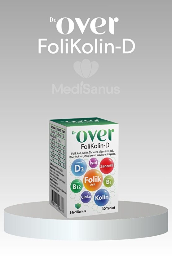 Folikolin D, Folik Asit, Kolin, Zencefil, Vitamin D, B6, B12, Iyot Ve Çinko, 30 Tablet