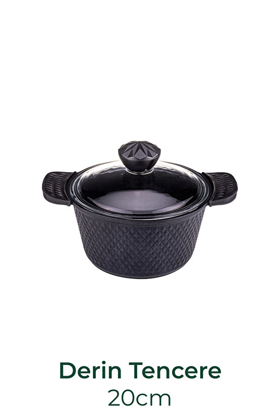 Giza - 8 Parça Granit Tencere Seti Siyah