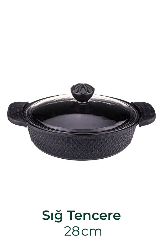 Giza - 8 Parça Granit Tencere Seti Siyah