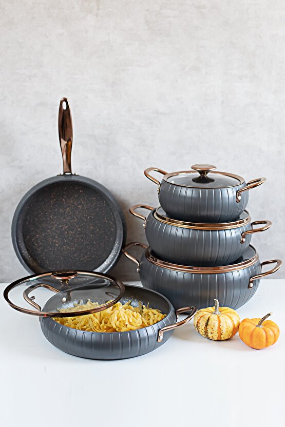 3529 Tencere Seti Granit Döküm Tencere Seti 9 Parça Tencere Seti