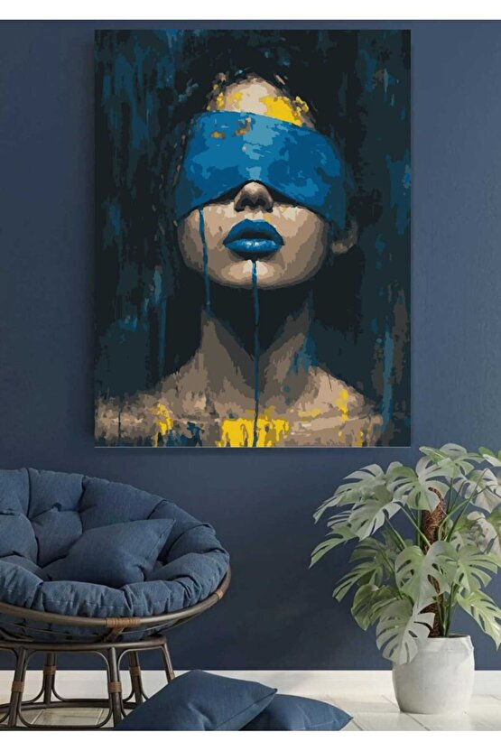 Sayılarla Boyama Kasnaklı Tablo Seti Fırça Boya Dahil 40x50 Karanlık