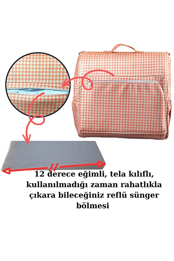 Çantalı Babynest, Bebek Çantası, Taşına Bilir Ebeveyn Yanı Reflü Yatağı Kazayağı Desenli