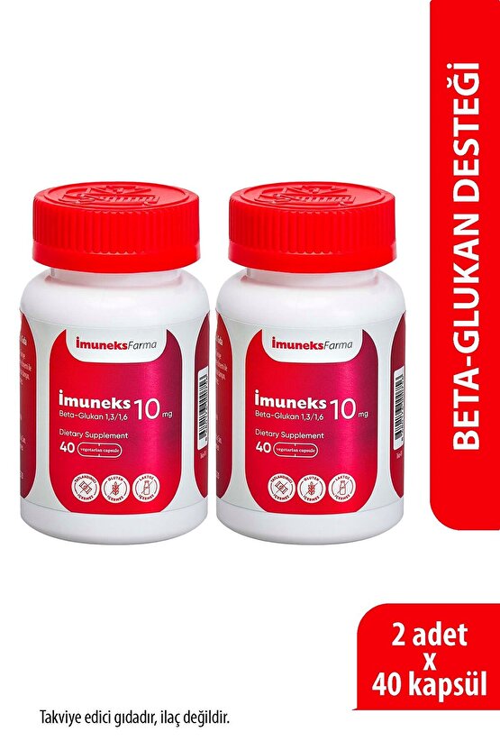İmuneks 10 mg Beta Glukan (1,31,6) İçeren Takviye Edici Gıda 40 Kapsül x 2 Adet