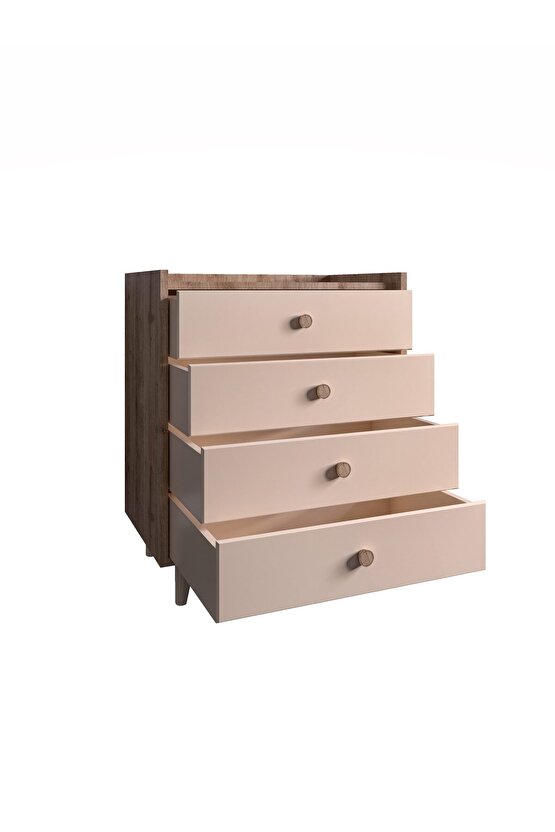 İda 4 Çekmeceli Şifonyer Meşe-Vizon Bej