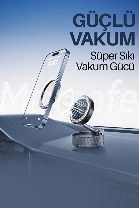 Tüm cihazlara Uyumlu Vakumlu Manyetik 360°Dönen Taşınabilir Çok Amaçlı Araç Telefon Tutucu