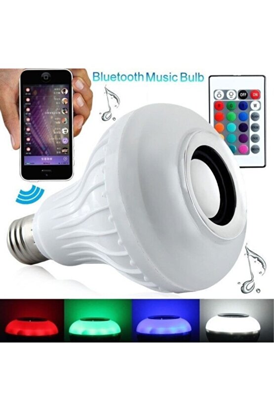 Bluetooth Hoparlörlü Kumandalı Rgb Akıllı Led Ampul-16 Renk