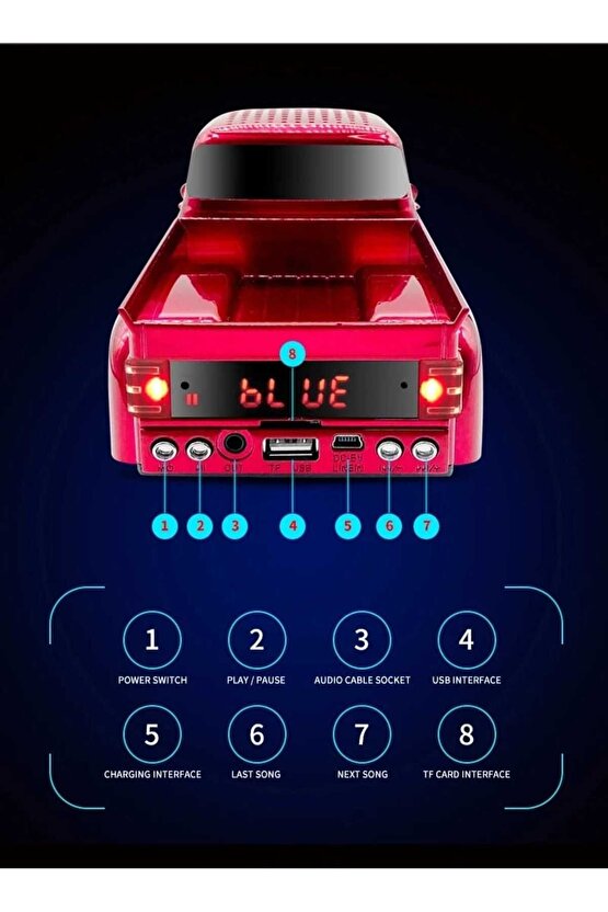 Taşınabilir Kablosuz Bluetoothlu Hoparlör Nostalji Tasarım Müzik Çalar Tf Kart Fmradyousb