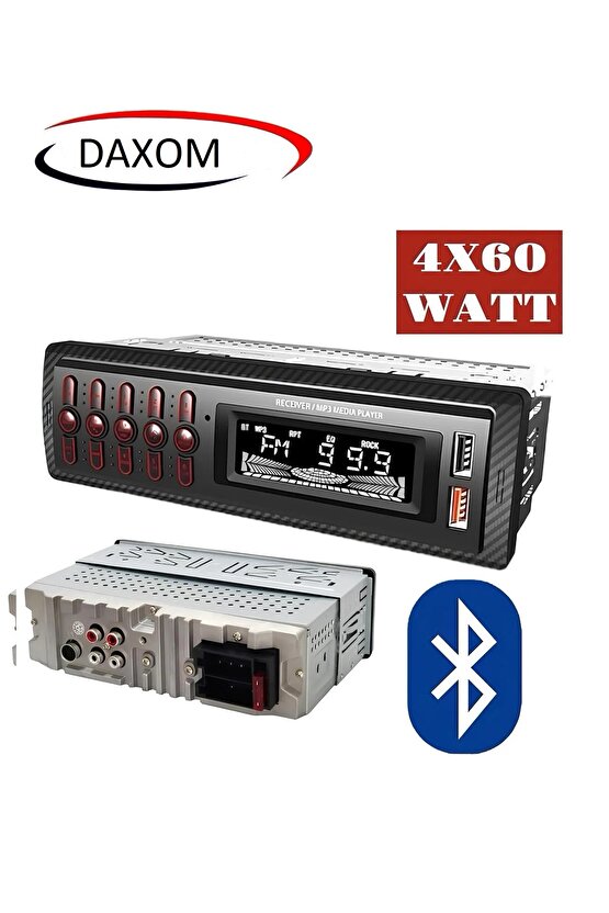 Çift Usb Girişli Bluetooth Oto Teyp Araba Teybi Radyo Sd Aux Amfi Çıkışlı Kumandalı 4x60 watt