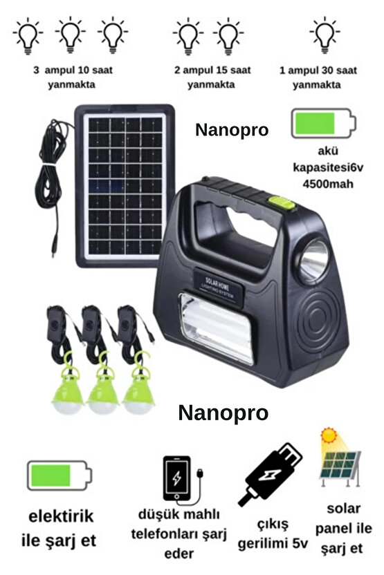 Solar Güneş Enerjili Aydınlatma Sistemi Nanopro