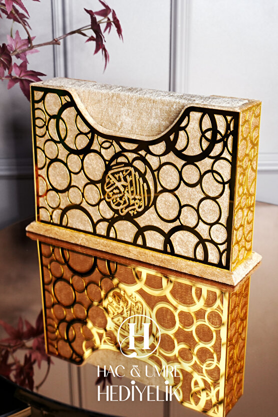 Ahşap Kutulu Kadife Kaplama Kuranı Kerim | Hediyelik Lüks Kuranı Kerim