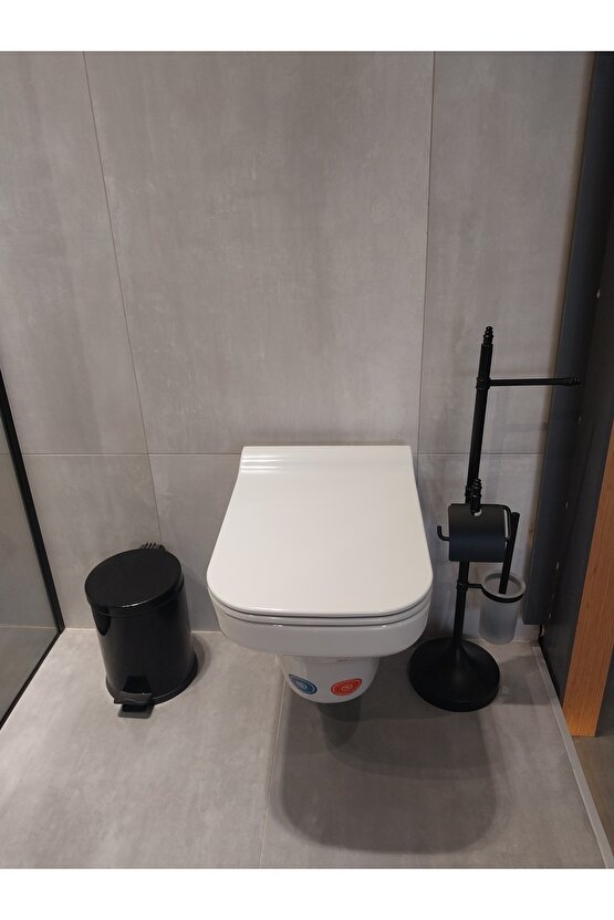 BELİNZA SİYAH AYAKLI SET TAŞINABİLİR TUVALET KAĞITLIK