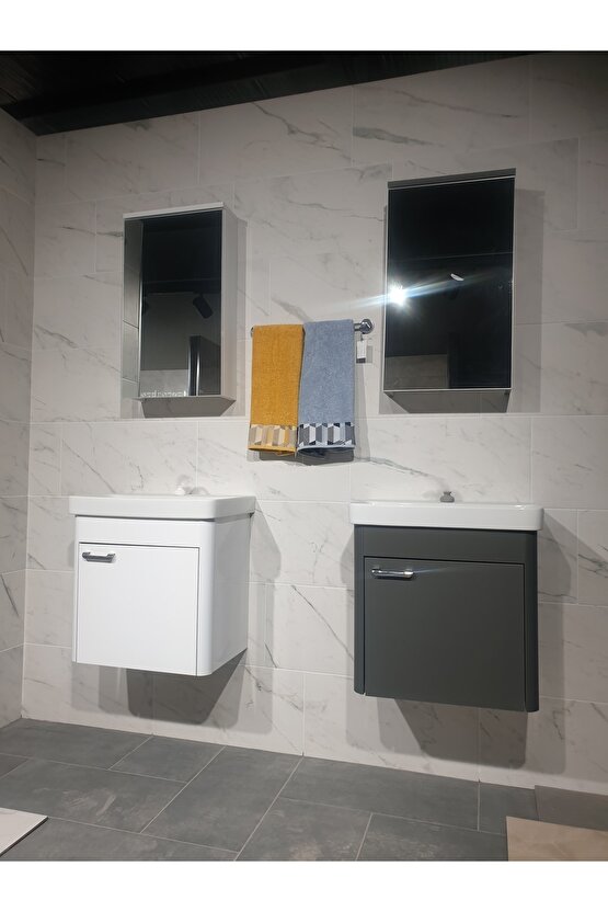 Smart 55 Cm Beyaz Banyo Dolap Takımı