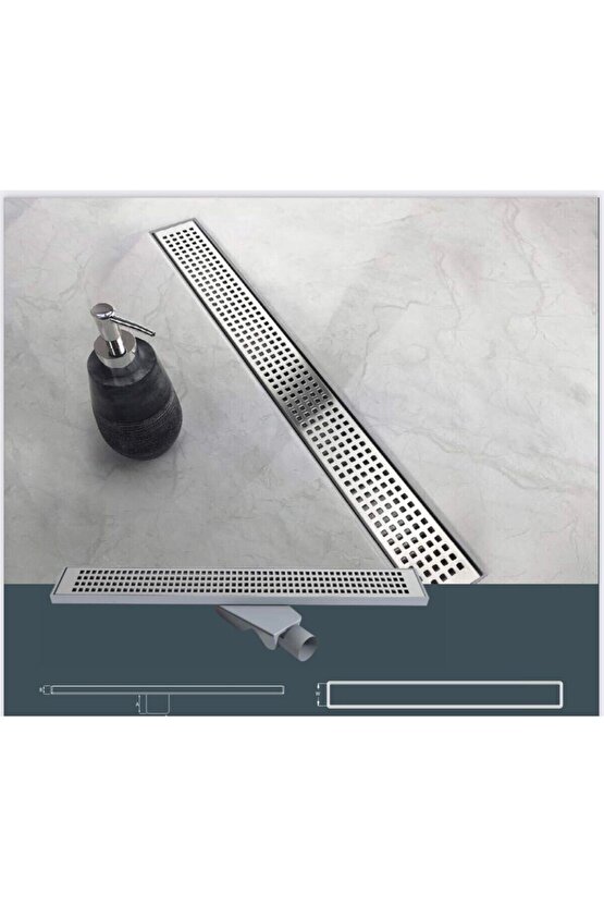 Aquazone 60 Cm Tek Parça Plastik Gövdeli Paslanmaz Izgaralı Döner Sifonlu Duş Kanalı