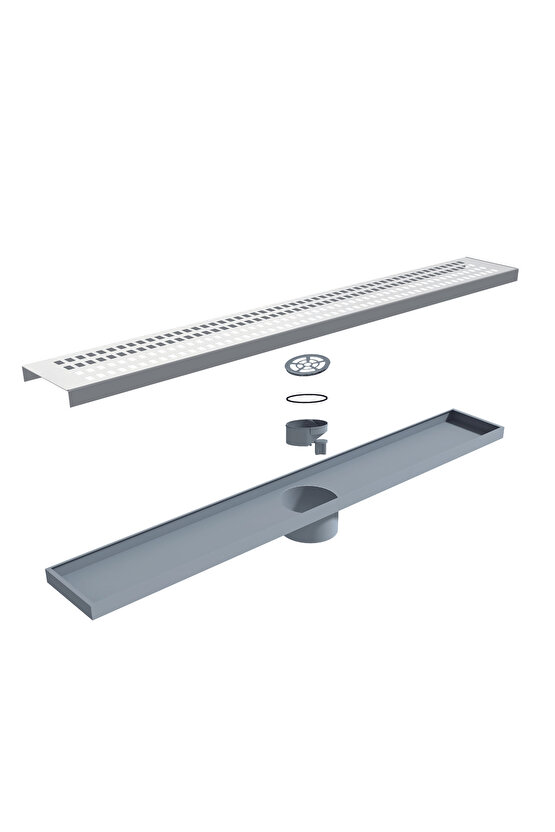 Aquazone 33 Cm Tek Parça Plastik Gövdeli Paslanmaz Izgaralı Döner Sifonlu Duş Kanalı