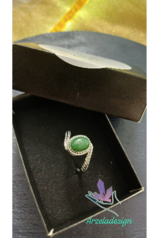 Doğal Taşlı Çelik Yüzük Ayarlanabilir Ebat